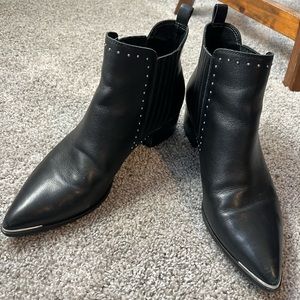 Marc Fisher Black Leather Pointed Toe Ankle Boot